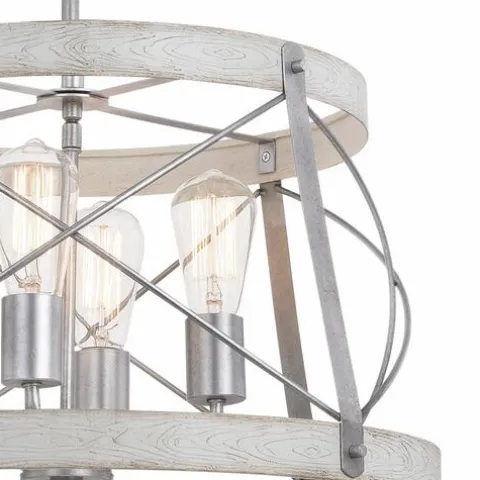 Coupon Patriot Lighting® Bea White Wash Faux Wood And Galvanized 4-Light Pendant