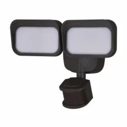 Coupon Patriot Lighting® Dualux Bronze Led Dual Head Motion Sensor Outdoor Security Flood Light