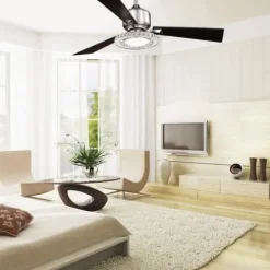 Coupon Patriot Lighting® Elegant Home Crescent 52″ Brushed Nickel Indoor Led Ceiling Fan