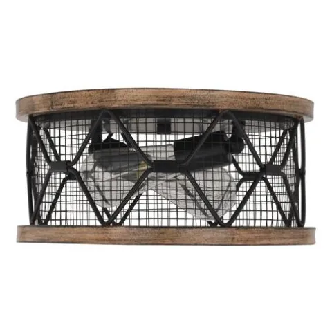 Coupon Patriot Lighting® Elegant Home Bodhi Black & Replica Wood 2-Light Flush Mount Ceiling Light