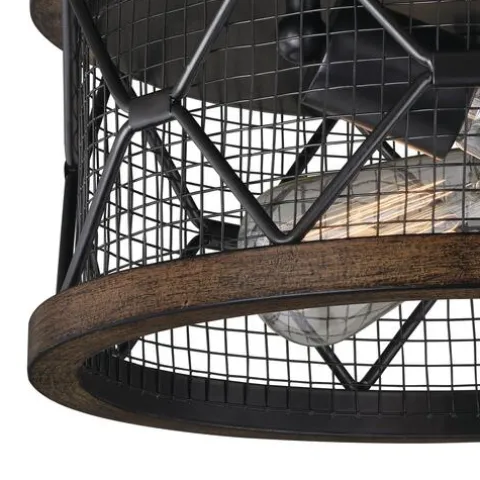 Coupon Patriot Lighting® Elegant Home Bodhi Black & Replica Wood 2-Light Flush Mount Ceiling Light