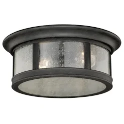 Coupon Patriot Lighting® Hanover Brushed Iron 2-Light Outdoor Flush Mount Light