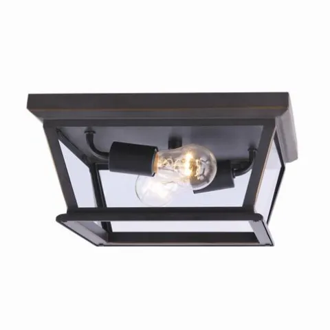 Coupon Patriot Lighting® Holliday Oil-Rubbed Bronze 2-Light Outdoor Flush Mount Ceiling Light