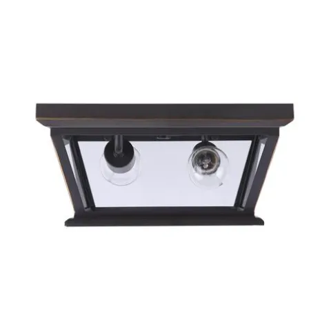 Coupon Patriot Lighting® Holliday Oil-Rubbed Bronze 2-Light Outdoor Flush Mount Ceiling Light