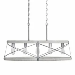 Deals Patriot Lighting® Bea White Wash Faux Wood And Galvanized 5-Light Island Light