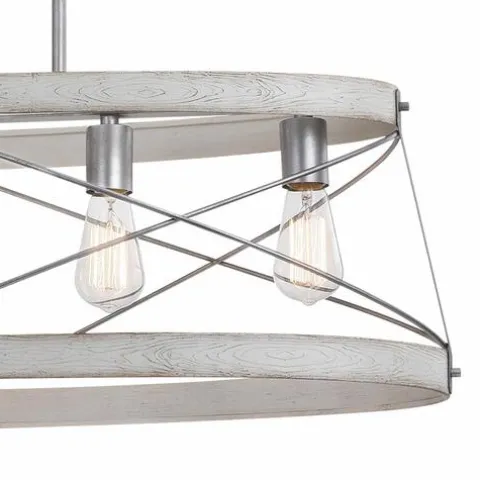 Deals Patriot Lighting® Bea White Wash Faux Wood And Galvanized 5-Light Island Light