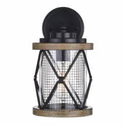 Discount Patriot Lighting® Elegant Home Bodhi Black & Replica Wood Outdoor Wall Light