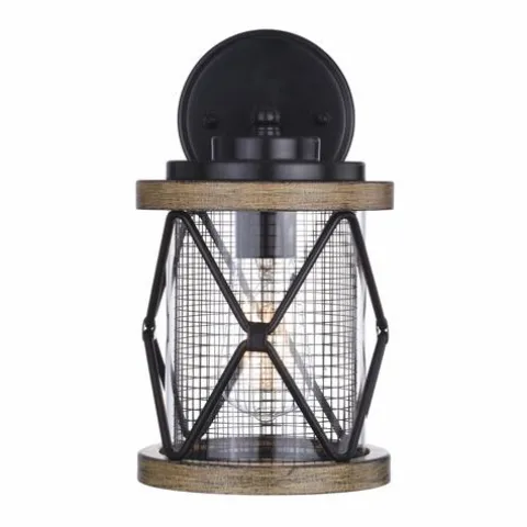 Discount Patriot Lighting® Elegant Home Bodhi Black & Replica Wood Outdoor Wall Light