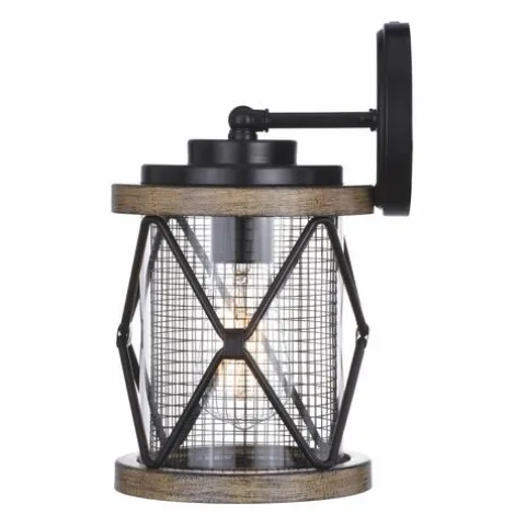 Discount Patriot Lighting® Elegant Home Bodhi Black & Replica Wood Outdoor Wall Light