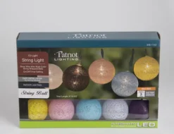 Discount Patriot Lighting® 6′ 10-5/8″ 10-Light Battery-Powered Cotton Ball String Light