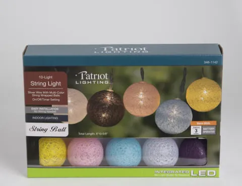 Discount Patriot Lighting® 6′ 10-5/8″ 10-Light Battery-Powered Cotton Ball String Light