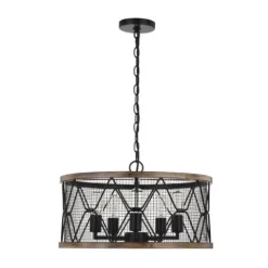 Discount Patriot Lighting® Elegant Home Bodhi Black & Replica Wood 5-Light Pendant