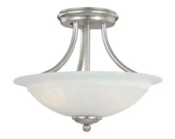 Discount Patriot Lighting® Savvy Satin Nickel 2-Light Semi-Flush Mount Ceiling Light
