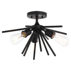 Discount Patriot Lighting® Estelle Matte Black 3 Light Semi-Flush Mount Ceiling Light