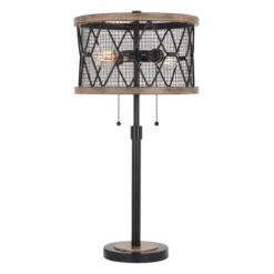 Discount Patriot Lighting® Elegant Home Bodhi Black & Replica Wood Table Lamp