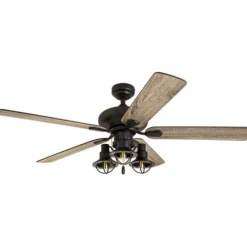 Flash Sale Patriot Lighting™ Crown Point 52″ Matte Black Industrial Indoor Led Ceiling Fan