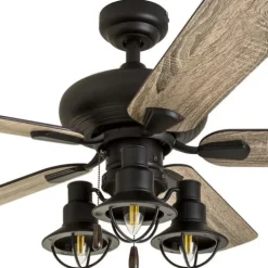 Flash Sale Patriot Lighting™ Crown Point 52″ Matte Black Industrial Indoor Led Ceiling Fan
