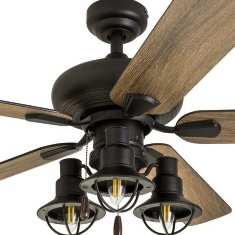 Flash Sale Patriot Lighting™ Crown Point 52″ Matte Black Industrial Indoor Led Ceiling Fan