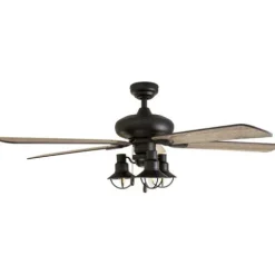 Flash Sale Patriot Lighting™ Crown Point 52″ Matte Black Industrial Indoor Led Ceiling Fan