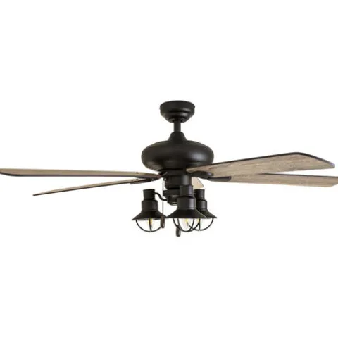 Flash Sale Patriot Lighting™ Crown Point 52″ Matte Black Industrial Indoor Led Ceiling Fan