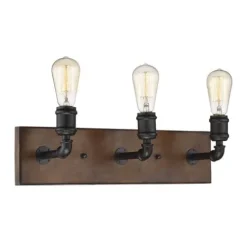 Flash Sale Patriot Lighting® Elegant Home Steele Replica Wood With Antique Black 3-Light Vanity Light
