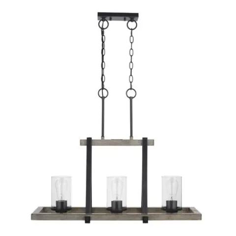 Flash Sale Patriot Lighting® Elegant Home Brooklyn Natural Iron & Distressed Faux Wood 3 Light Island Light