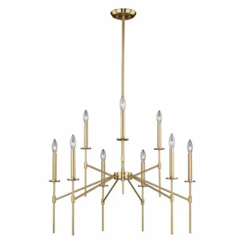 Flash Sale Patriot Lighting® Kedzie Natural Brass 9 Light Chandelier