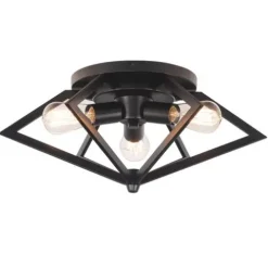Hot Sale Patriot Lighting® Pyramus Matte Black 3-Light Flush Mount Ceiling Light