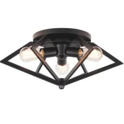 Hot Sale Patriot Lighting® Pyramus Matte Black 3-Light Flush Mount Ceiling Light