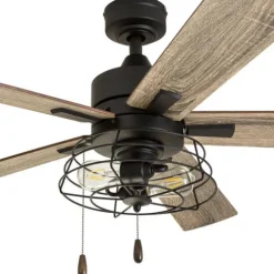 Hot Sale Patriot Lighting™ Miller Station 52″ Matte Black Industrial Indoor Led Ceiling Fan