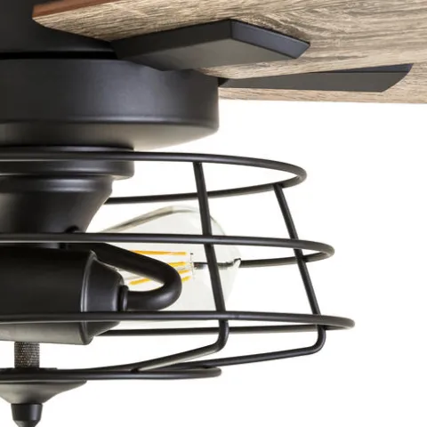 Hot Sale Patriot Lighting™ Miller Station 52″ Matte Black Industrial Indoor Led Ceiling Fan