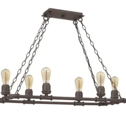 Hot Sale Patriot Lighting® Elegant Home Pipper Matte Black 6 Light Island Light
