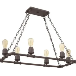 Hot Sale Patriot Lighting® Elegant Home Pipper Matte Black 6 Light Island Light
