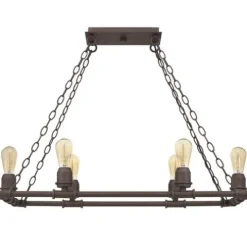 Hot Sale Patriot Lighting® Elegant Home Pipper Matte Black 6 Light Island Light