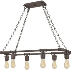 Hot Sale Patriot Lighting® Elegant Home Pipper Matte Black 6 Light Island Light