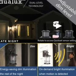 Hot Sale Patriot Lighting® Tree House Dualux Oil-Rubbed Bronze Motion Sensor Outdoor Security Wall Light