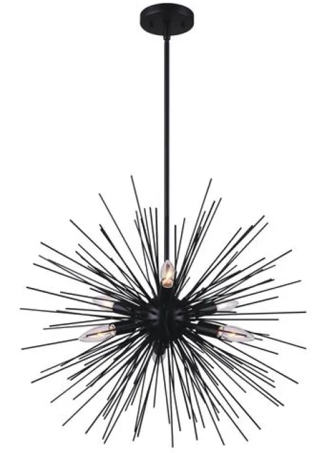 Hot Sale Patriot Lighting® Kelton Matte Black 6-Light Pendant