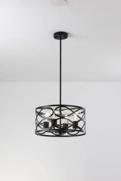 Hot Sale Patriot Lighting® Phinny Matte Black 4-Light Pendant/Semi-Flush Mount Ceiling Light