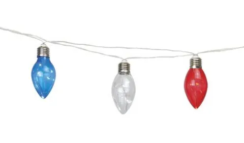 New Patriot Lighting® 10′ 8″ 10-Light Red White Blue Patriotic Fairy String Light