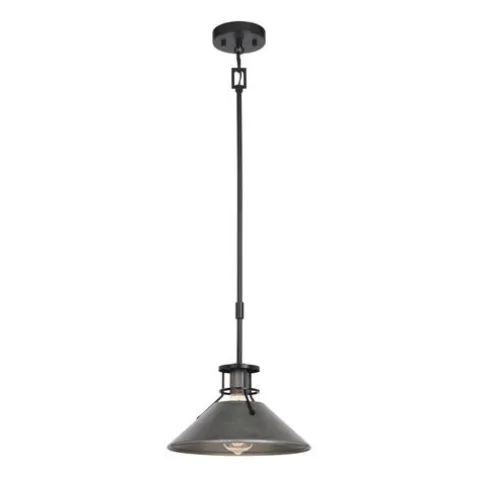 New Patriot Lighting® Ashtyn Matte Black & Charcoal Patina 1-Light Mini Pendant