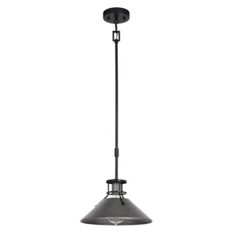 New Patriot Lighting® Ashtyn Matte Black & Charcoal Patina 1-Light Mini Pendant