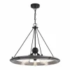 New Patriot Lighting® Clint Textured Black And Weathered Gray Faux Wood 5-Light Pendant
