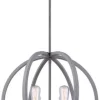 New Patriot Lighting® Elegant Home Hendy Black Stainless Steel & Faux Wood 4-Light Pendant