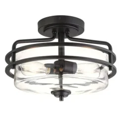 New Patriot Lighting® Joska Matte Black 2-Light Semi-Flush Mount Ceiling Light