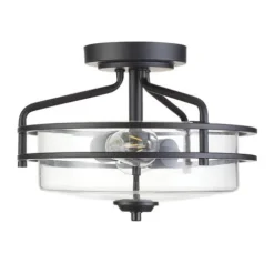 New Patriot Lighting® Joska Matte Black 2-Light Semi-Flush Mount Ceiling Light