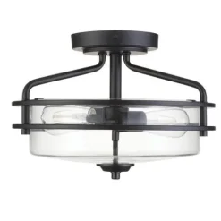 New Patriot Lighting® Joska Matte Black 2-Light Semi-Flush Mount Ceiling Light