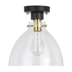 New Patriot Lighting® Kenzie Matte Black & Gold 1-Light Semi-Flush Mount Ceiling Light