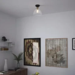 New Patriot Lighting® Kenzie Matte Black & Gold 1-Light Semi-Flush Mount Ceiling Light