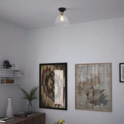 New Patriot Lighting® Kenzie Matte Black & Gold 1-Light Semi-Flush Mount Ceiling Light