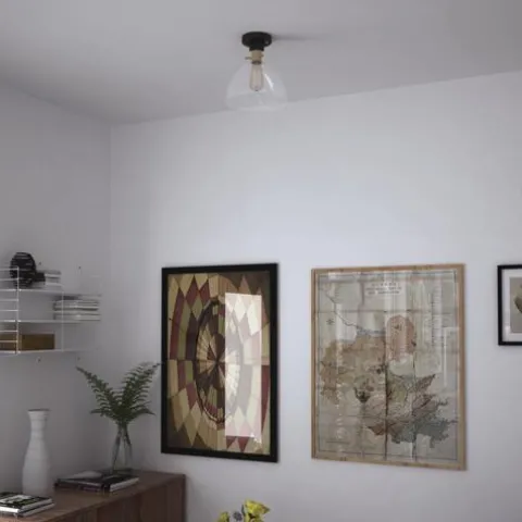 New Patriot Lighting® Kenzie Matte Black & Gold 1-Light Semi-Flush Mount Ceiling Light